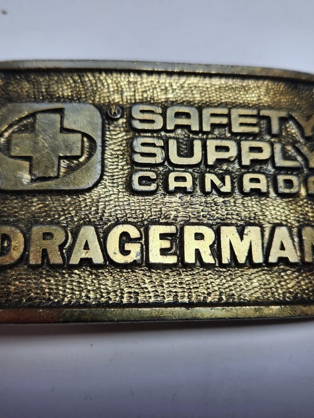 Vintage Safety Supply Canada Dragerman Belt Buckle Solid Brass Mine Rescue